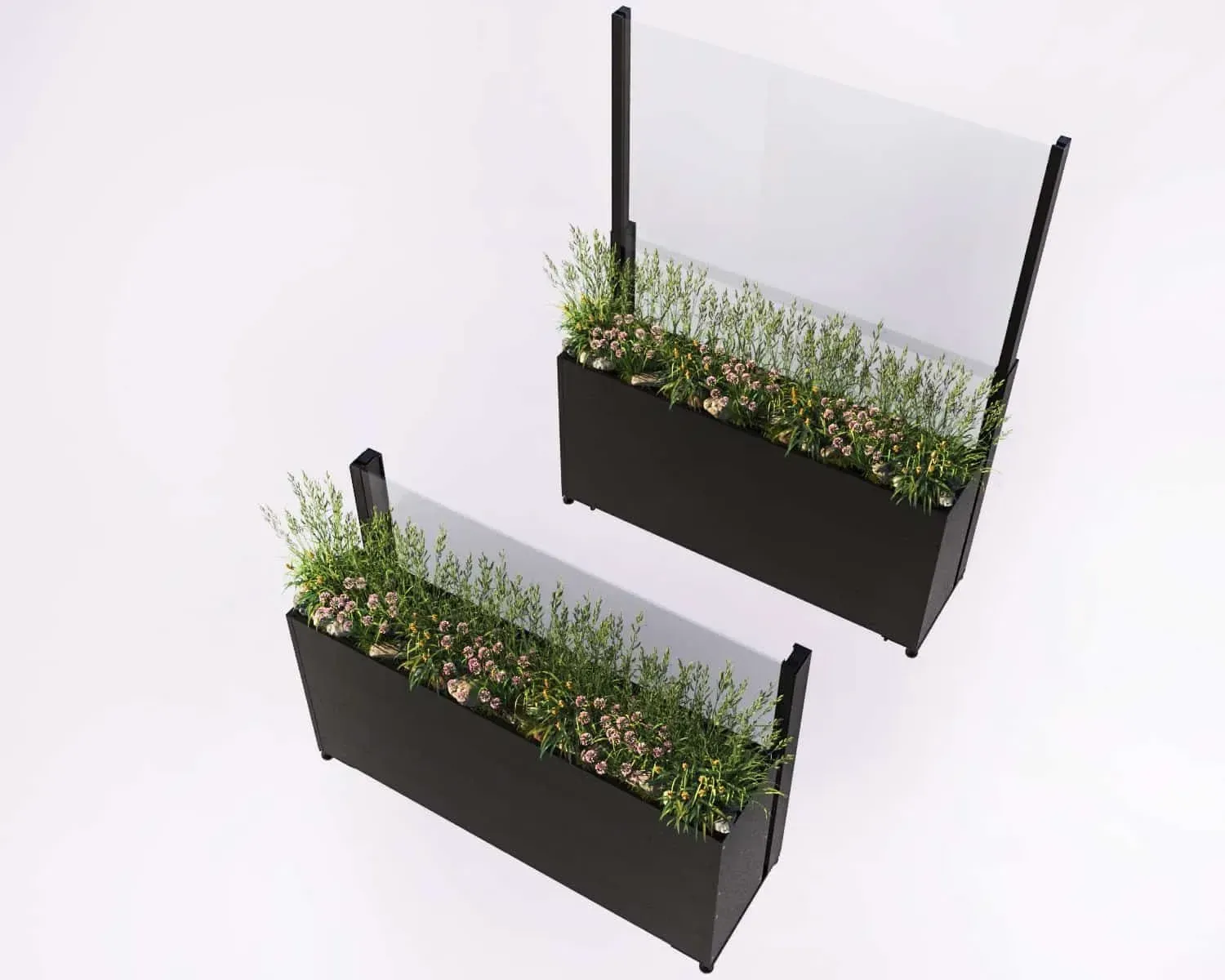 Flaches Pflanzkasten‑Windschutzglas — Standard‑Linie · 01