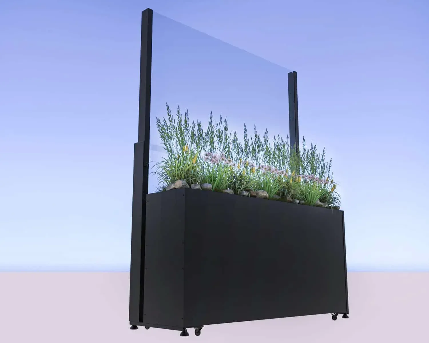 Flaches Pflanzkasten‑Windschutzglas — Standard‑Linie · 06